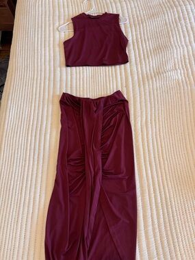 Cider Plum 2-Piece Set with Crop Top and Maxi Skirt